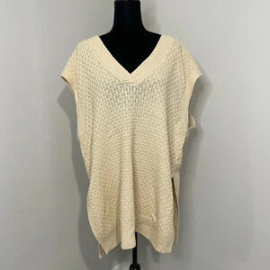 Eloquii Cream Colored Chunk Knit Slouchy Sweater‎ Vest